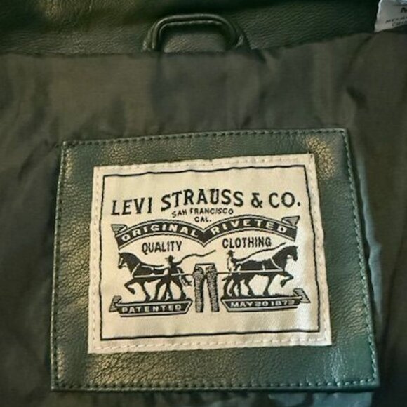 Levi Strauss & Co. Dark Green Stretch Faux Leather Motorcycle Jacket - Picture 13 of 14